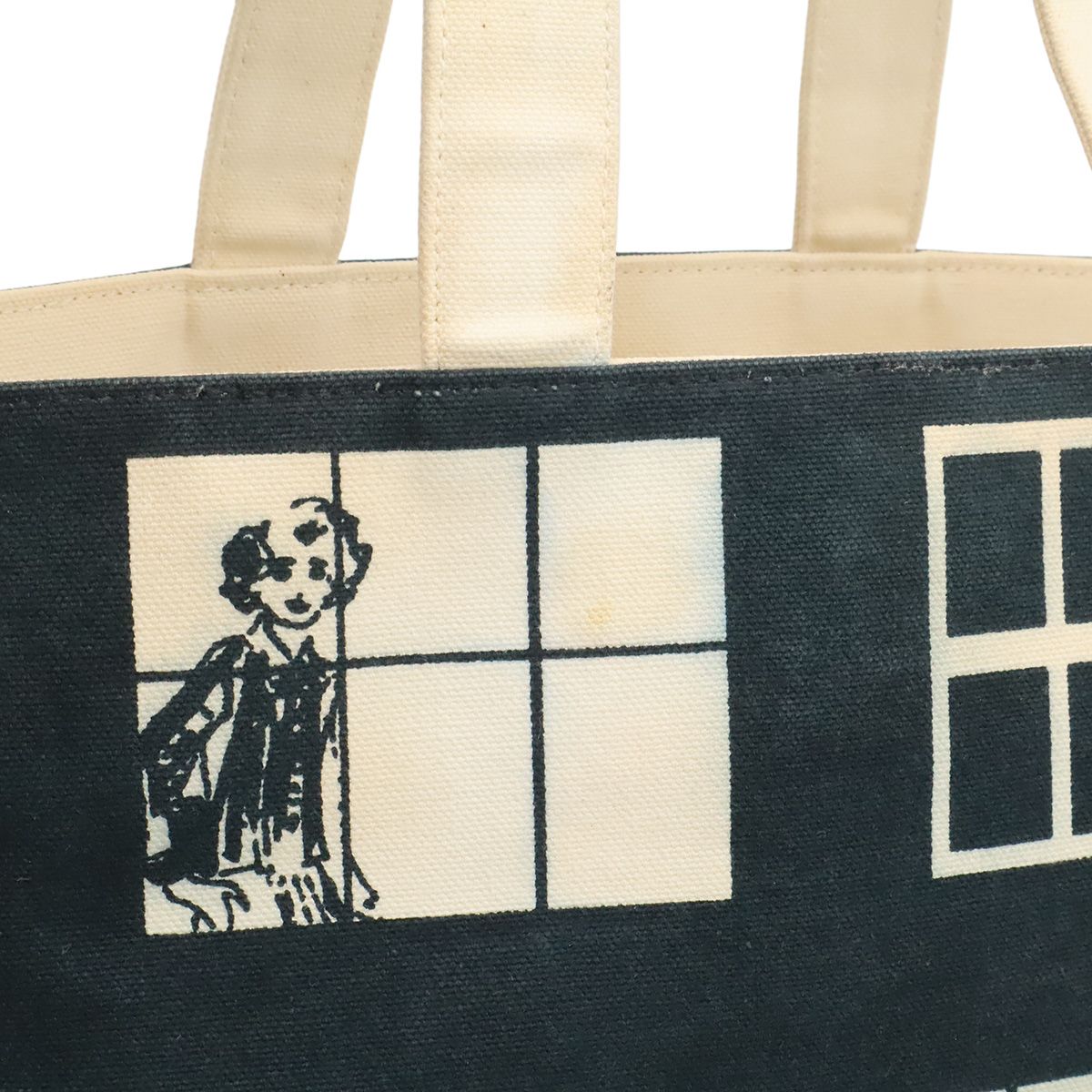 Chanel Windows Line Tote Large Shoulder Bag Canvas Black White — view 8