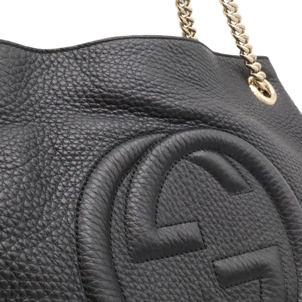 Gucci Soho Interlocking G Logo Chain Shoulder Bag Tote Tassel Charm Leather — view 8