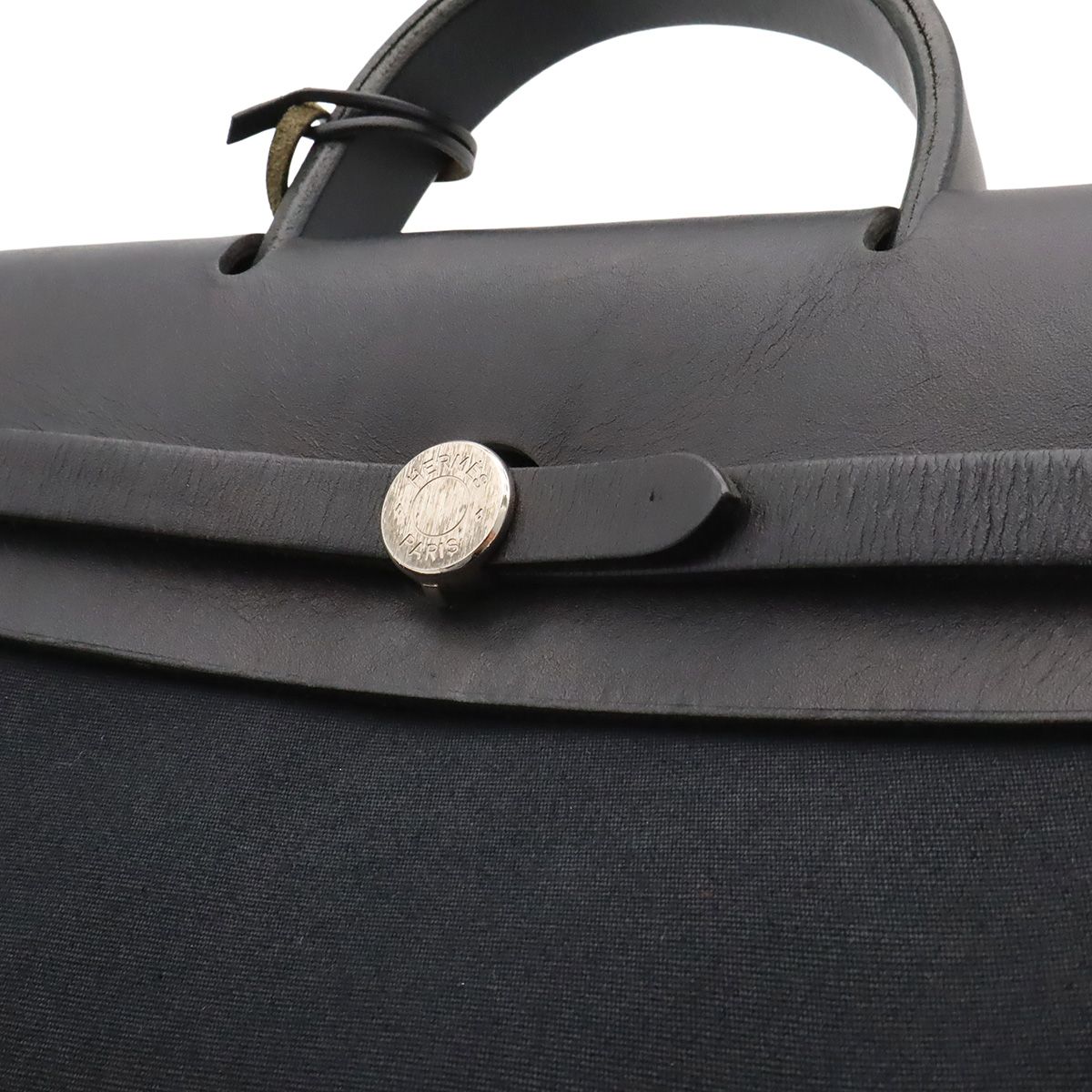 Hermes Herbag a Dos PM 2-Way Backpack Toile Officier Canvas Black — view 8