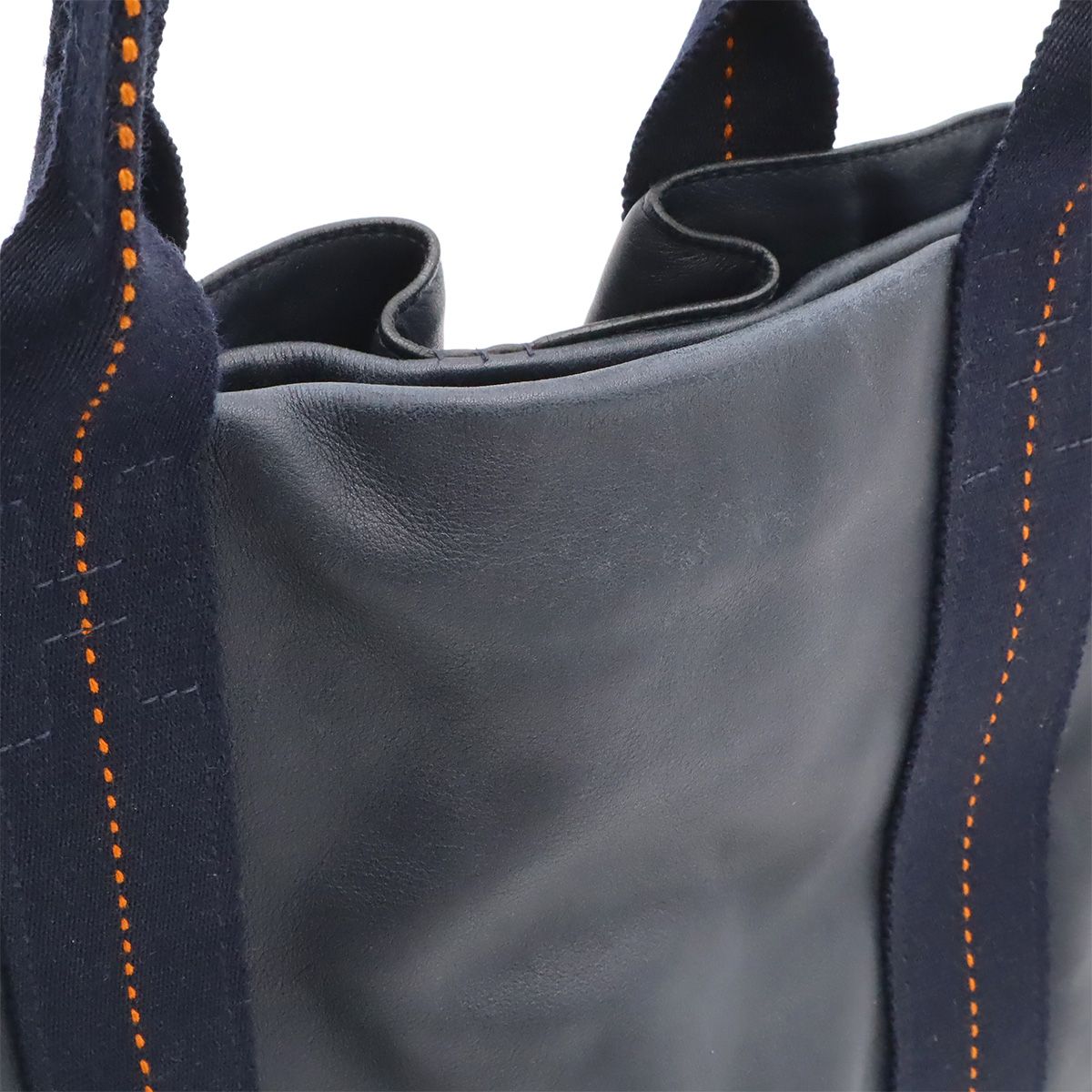 Hermes Caravan Vertical MM Tote 2-Way Shoulder Bag Crossbody Leather Dark Navy — view 8