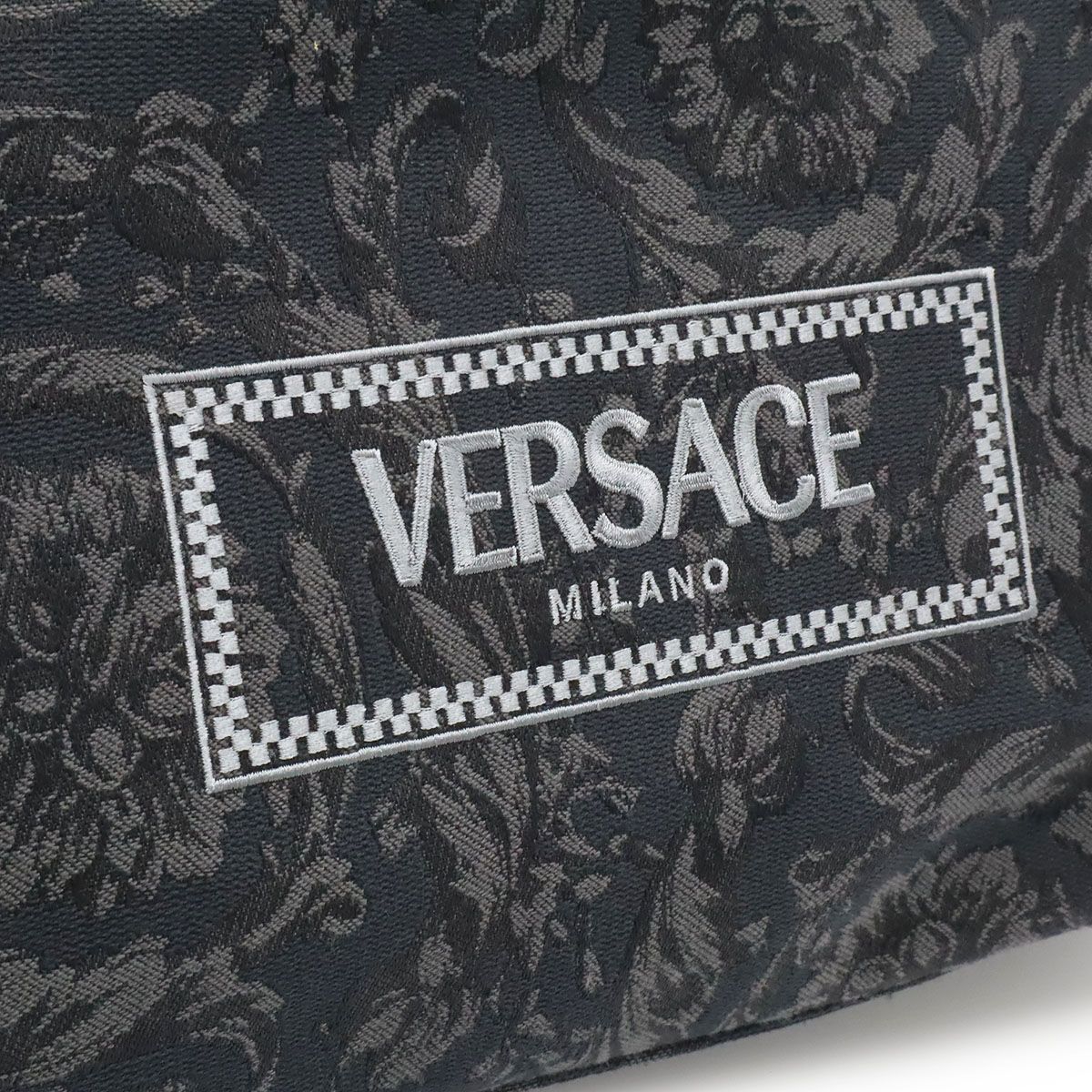 Versace Gianni Barocco Athena Medium Tote Handbag Canvas Black Gray — view 8