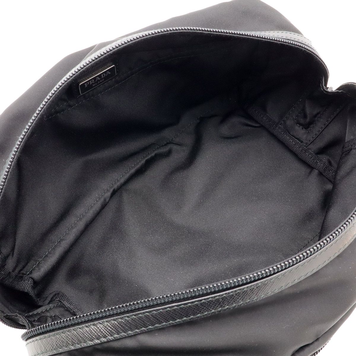 Prada Triangle Logo Clutch Pouch Nylon Nero Black Silver Domestic Purchase — view 5