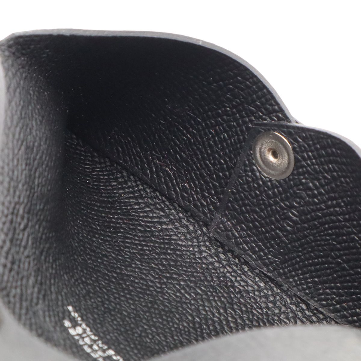 Hermes Calvi Card Case Business Leather Black Silver — view 5