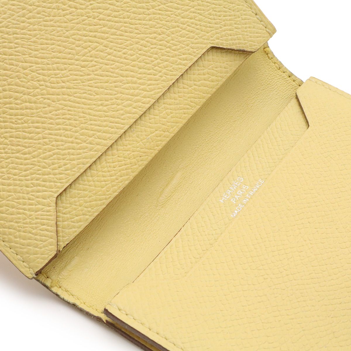 Hermes Bearn Card Case Business Veau Epsom Cream Yellow Silver — view 8