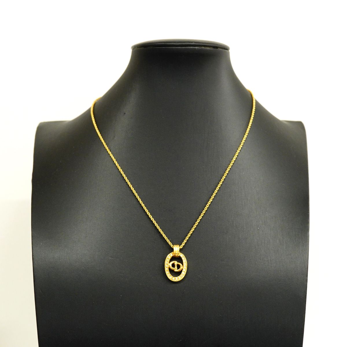Dior Necklace CD Logo Gold Plated Rhinestone — view 5