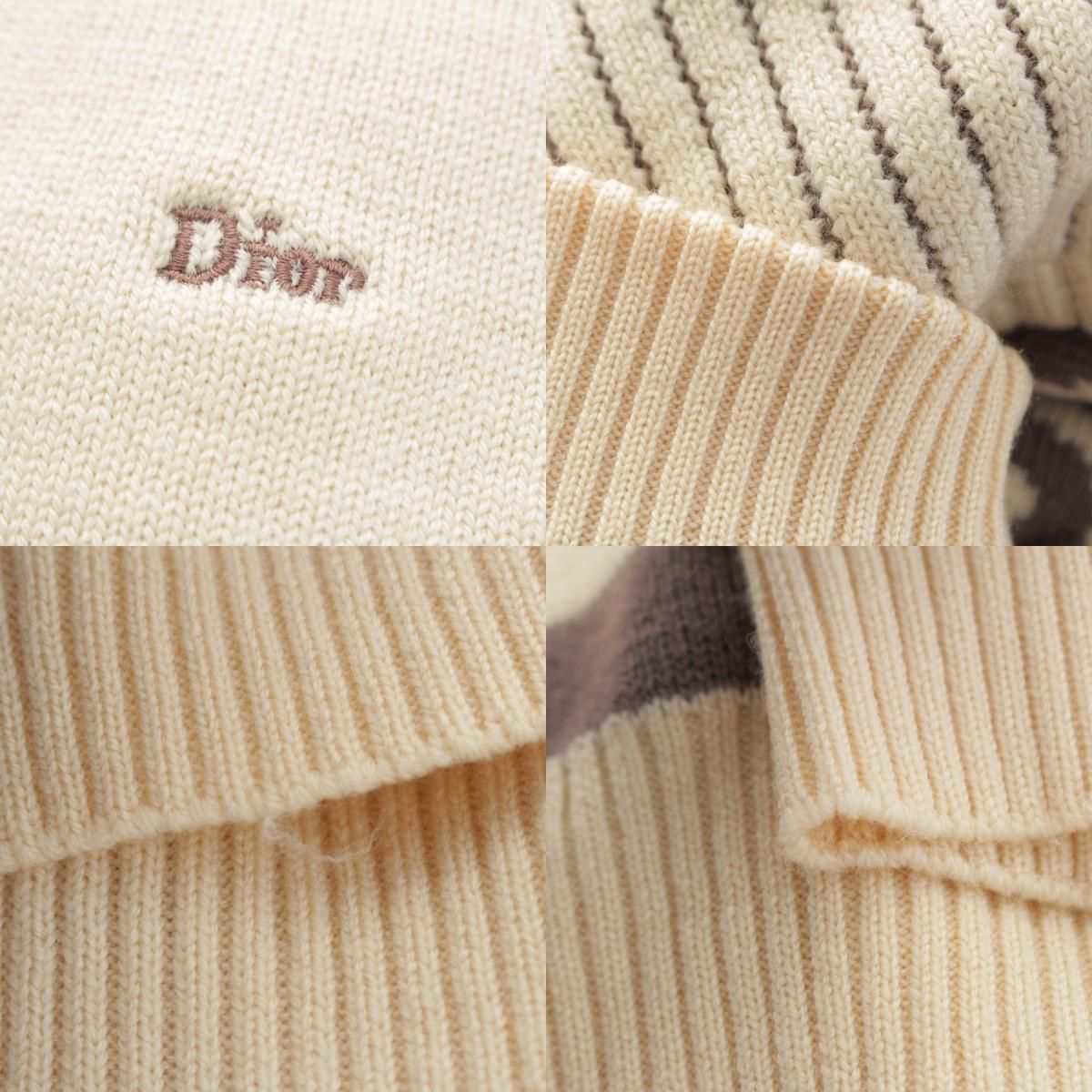 Dior Wool Logo Embroidery Mock Neck Design Sweater Knit Top Beige 52 — view 8
