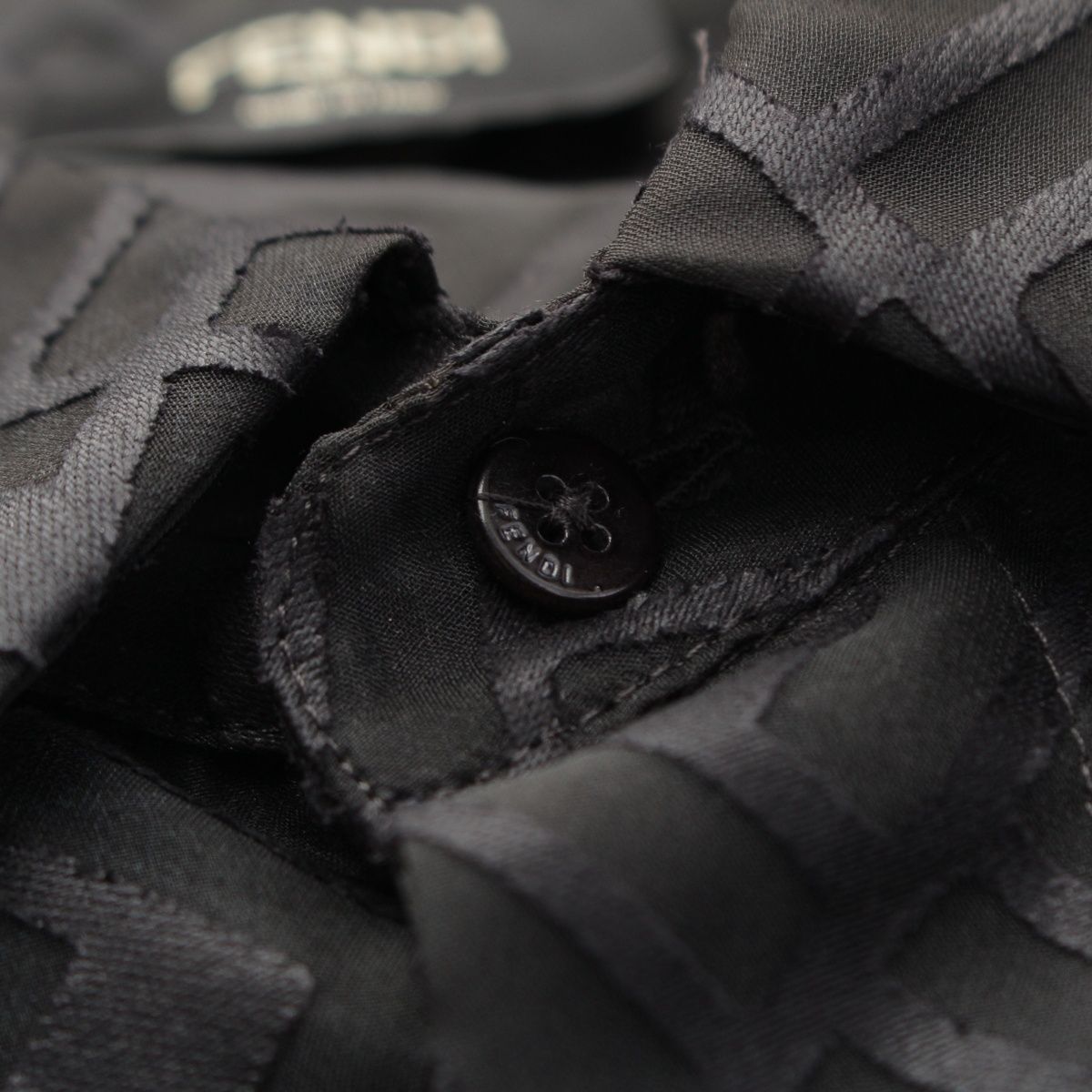 Fendi Polyester Zucca Sheer All Over Print Long Sleeve Shirt Black 41 — view 8