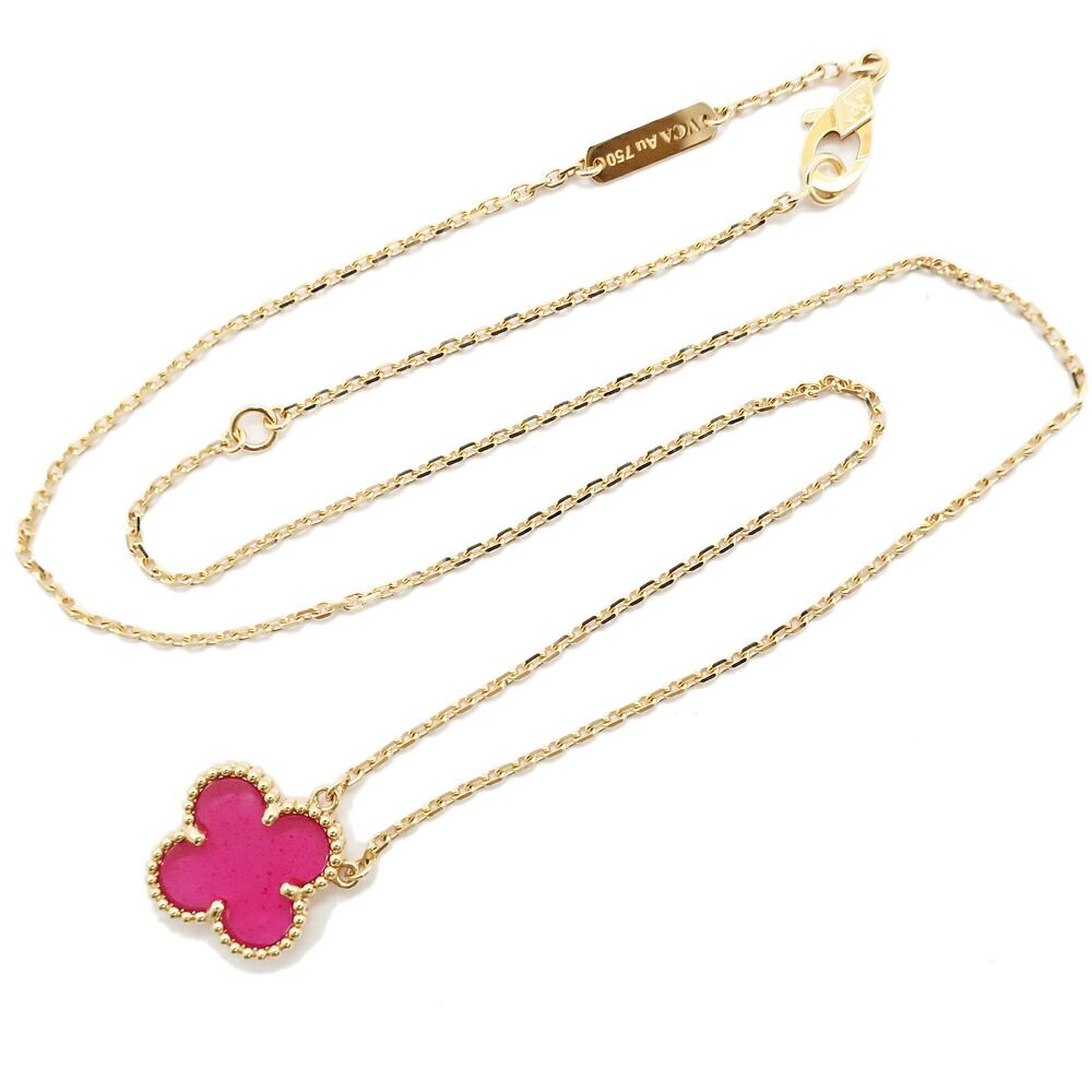 Van Cleef & Arpels Vintage Alhambra Necklace Pink Enamel — view 8