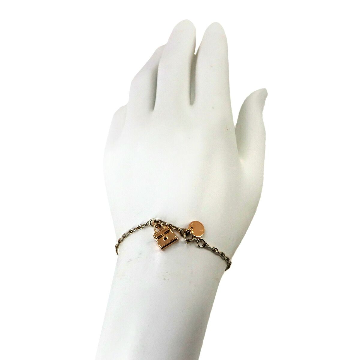 Hermes Kelly Charm Chaine D'ancre Bracelet Silver Pink Gold — view 6