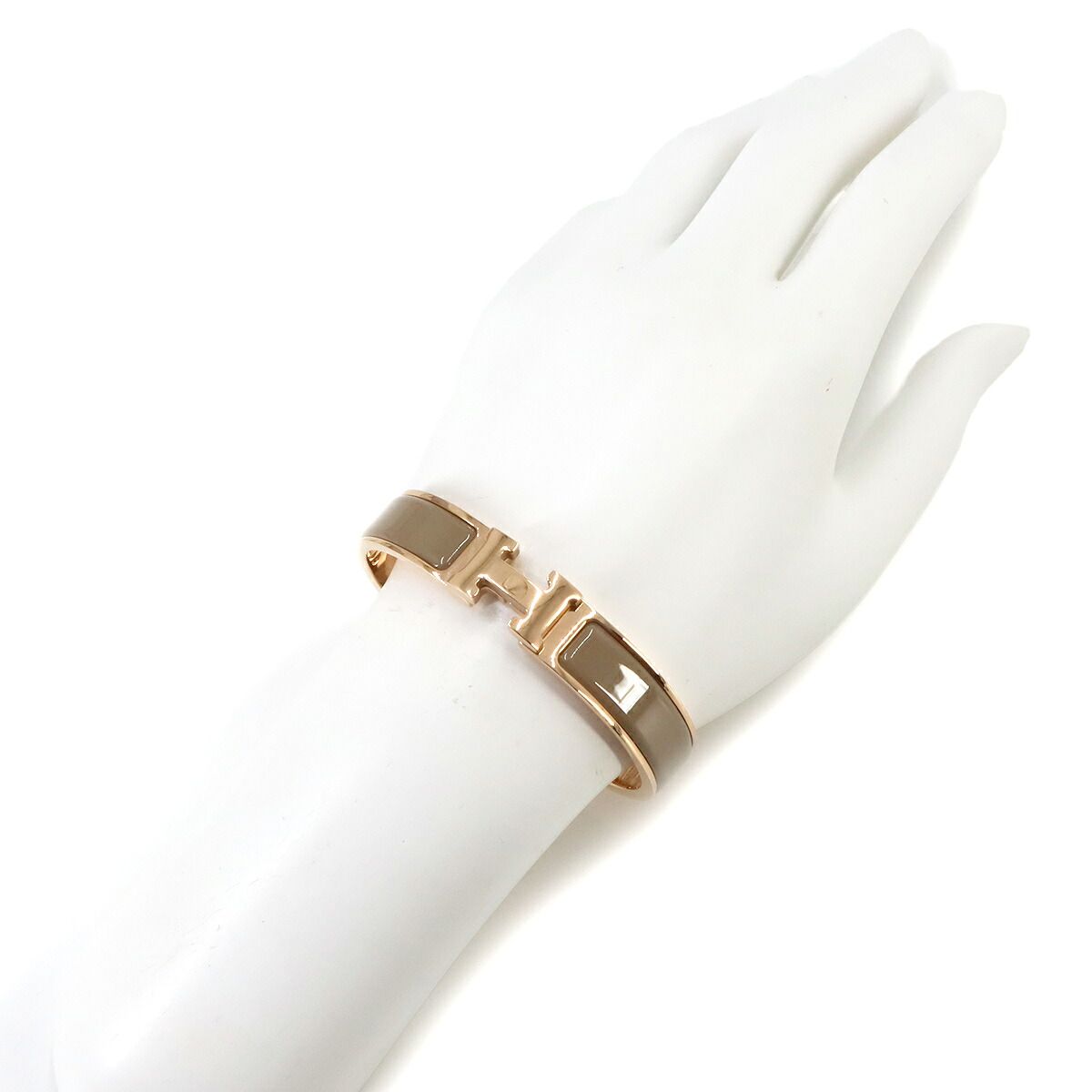 Hermes Clic H GM Bangle Brown Glace Rose Gold Bracelet — view 6