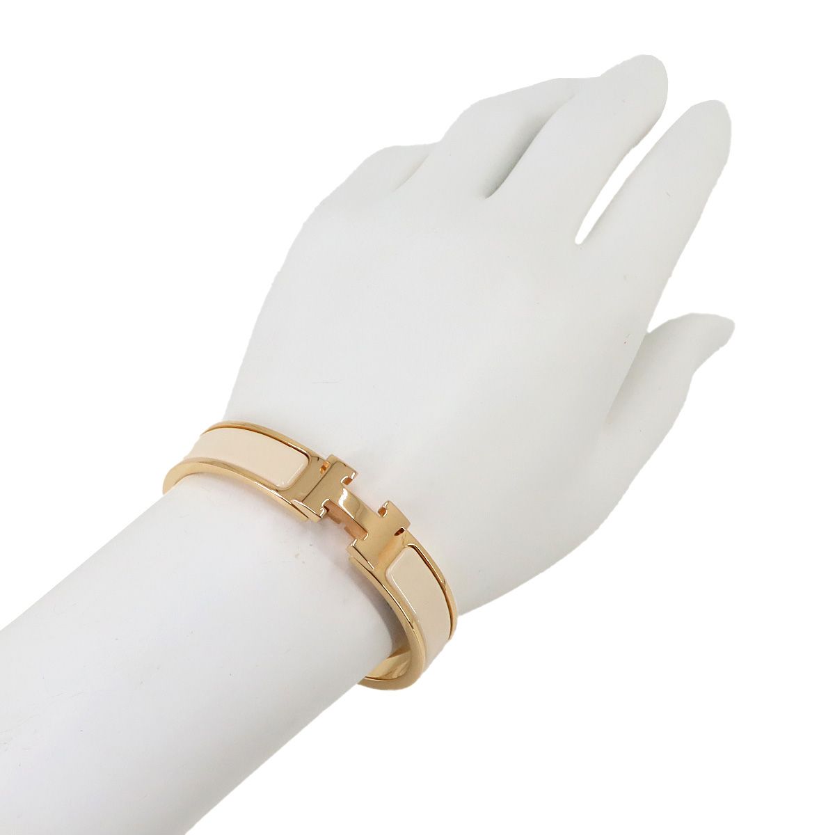 Hermes Clic H PM Bangle Beige Rose Gold Bracelet — view 7