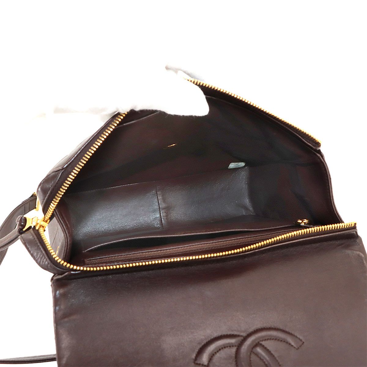 Chanel Quilted Chain Backpack Lambskin Brown Vintage Gold — view 8
