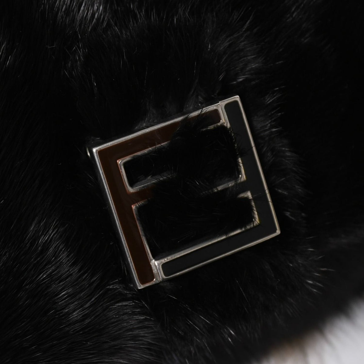 Fendi Shoulder Bag Fur Black Brown White — view 8