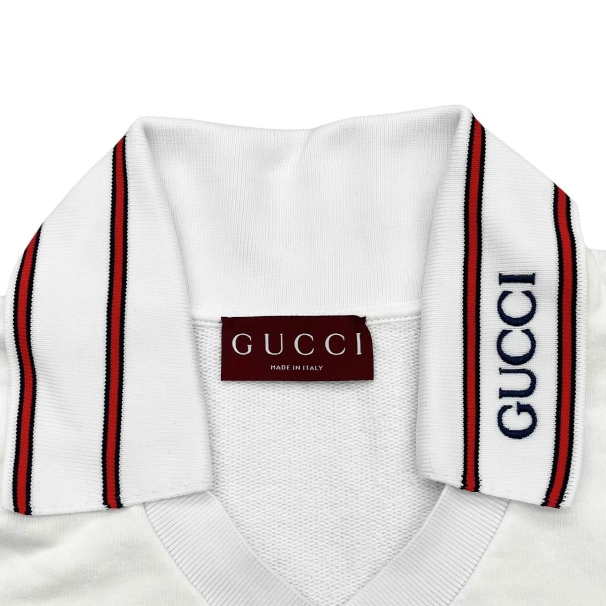 Gucci Long Sleeve Polo Shirt Cotton Collar Logo White S — view 8