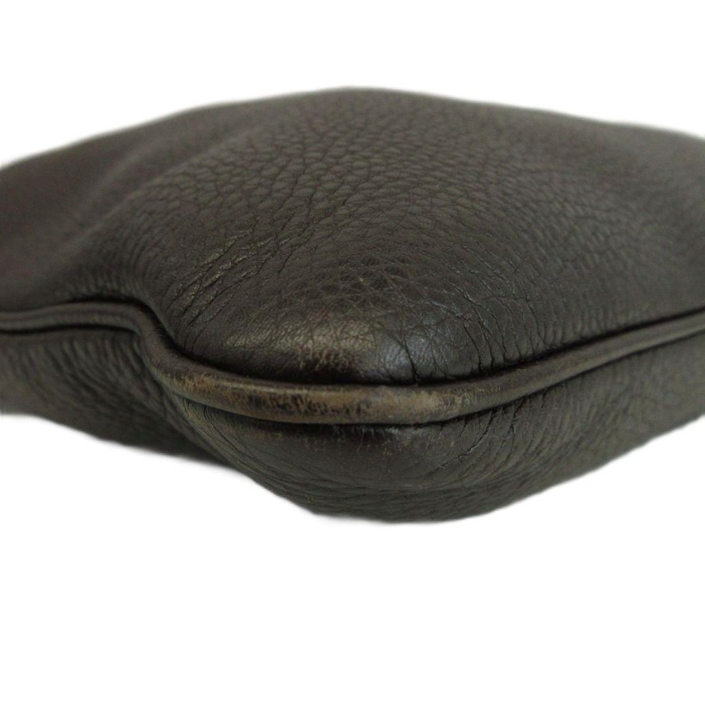 Gucci All Leather Shoulder Bag Messenger Embossed Logo Dark Brown — view 8