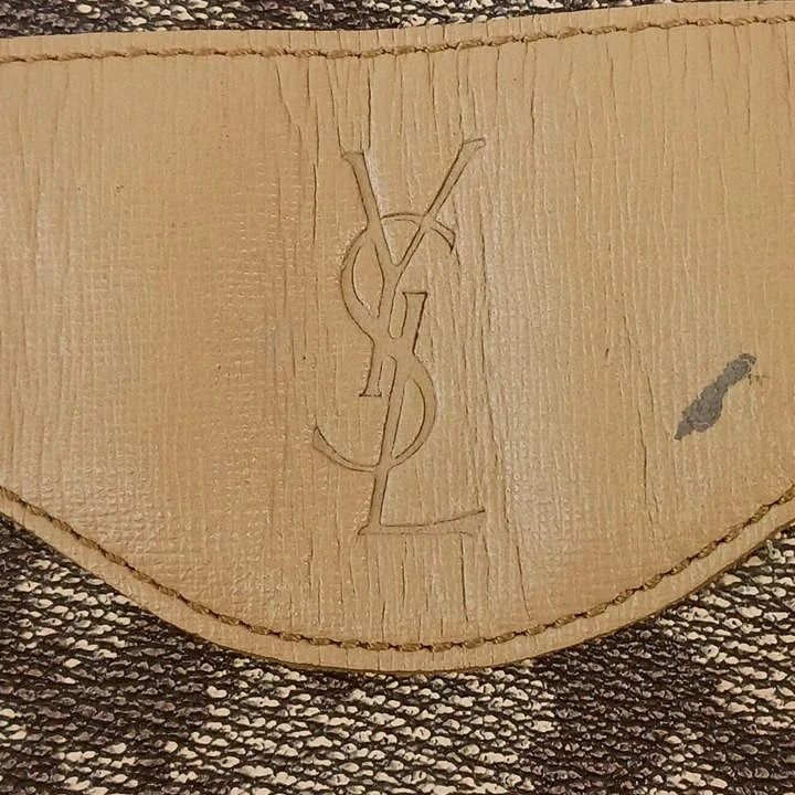 Saint Laurent Vintage Boston Bag Tote Leather Giraffe Pattern YSL Logo Embossed — view 8