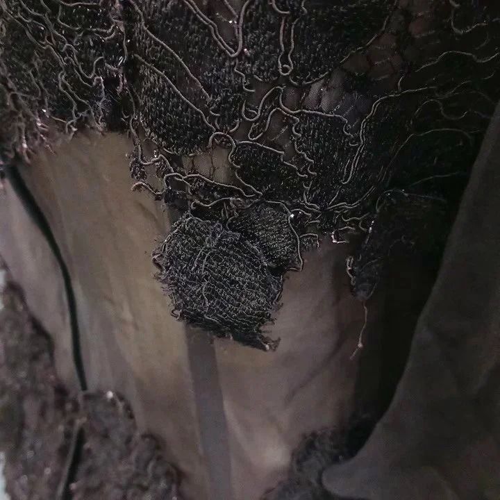 Dolce & Gabbana Dress Lace Sheer Silk Dark Brown Long Sleeve Length 36 — view 8
