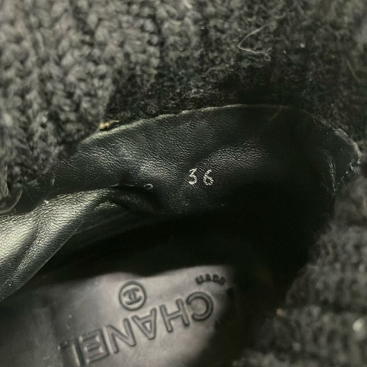 Chanel Short Boots Black Wool Leather — view 6