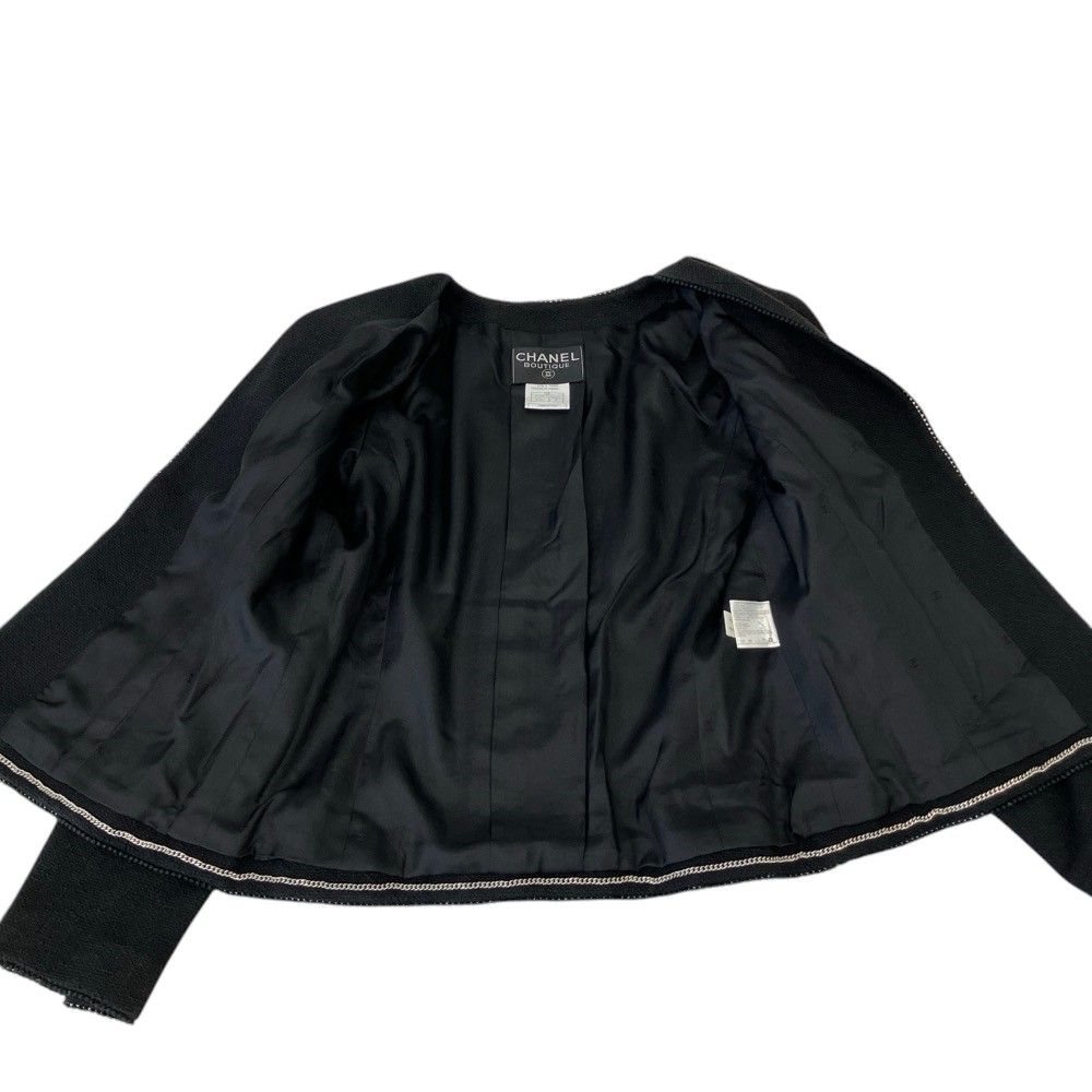 Chanel 98P Collarless Tweed Jacket Black Spring Summer Fall Winter 42 — view 8