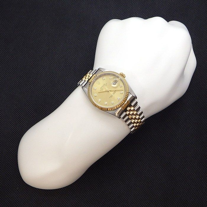 Rolex Watch Datejust Diamond Index Sunray Champagne Color Dial Date 18k Yellow — view 8