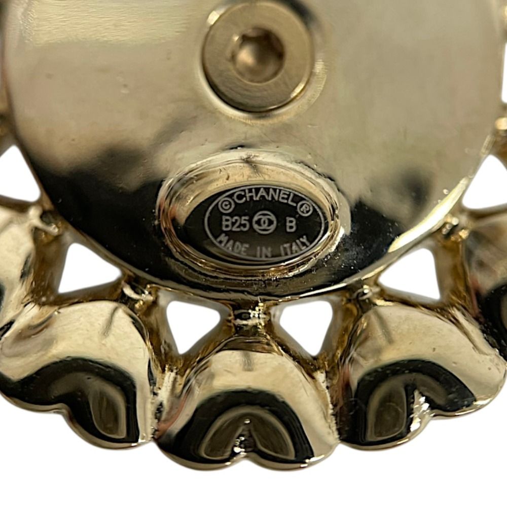 Chanel Heart Bijou CC Logo Pearl Earrings Champagne Gold — view 8