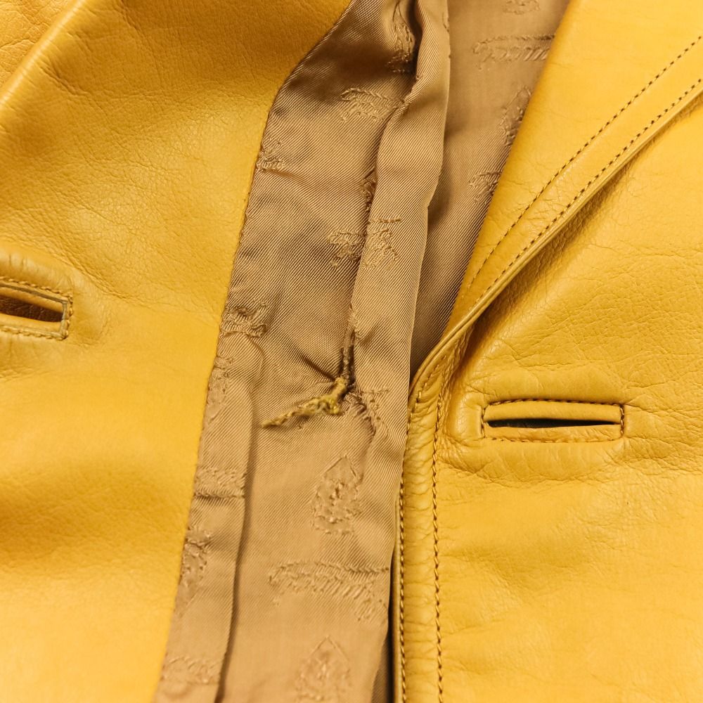 Gucci Vintage Leather Tailored Jacket Skirt Suit Set 48 Yellow Spring Summer 46 — view 8