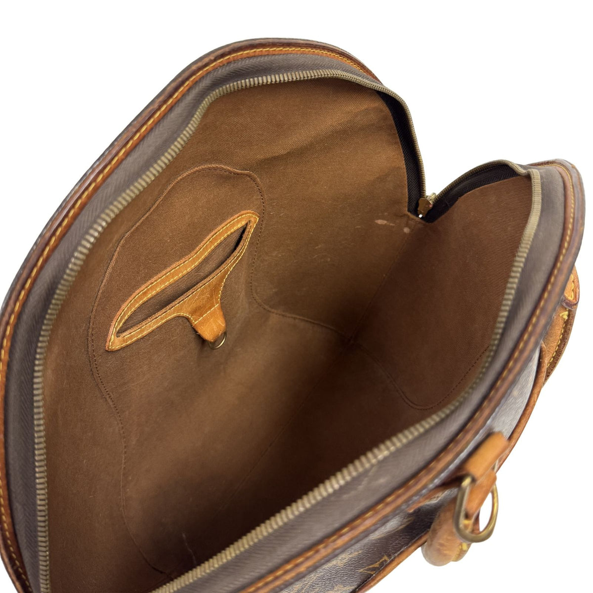 Louis Vuitton Ellipse MM Monogram Canvas Leather Tote Bag Brown Fan Shape — view 8