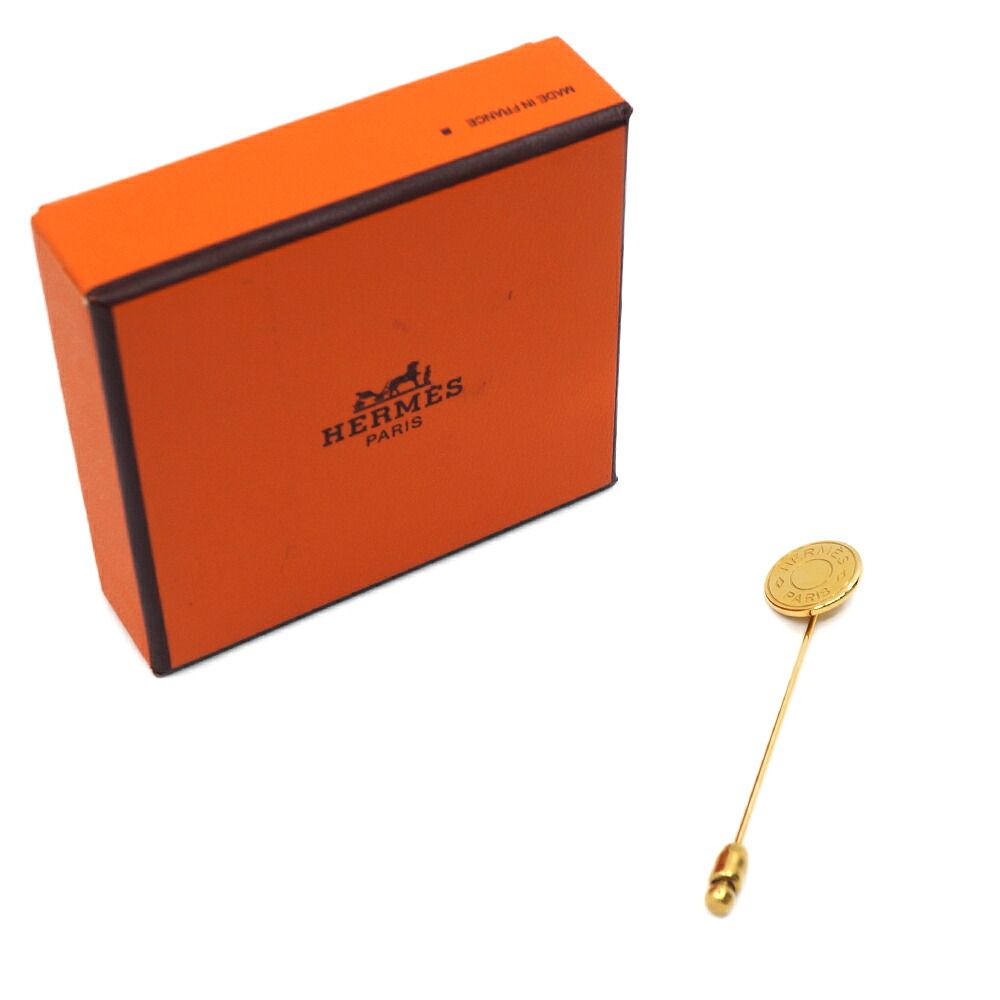 Hermes Sellier Brooch Gold Plated Pin — view 6