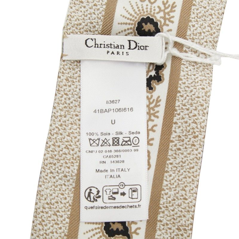 Dior Butterfly Print Mitzah Scarf Beige Multicolor Silk — view 6