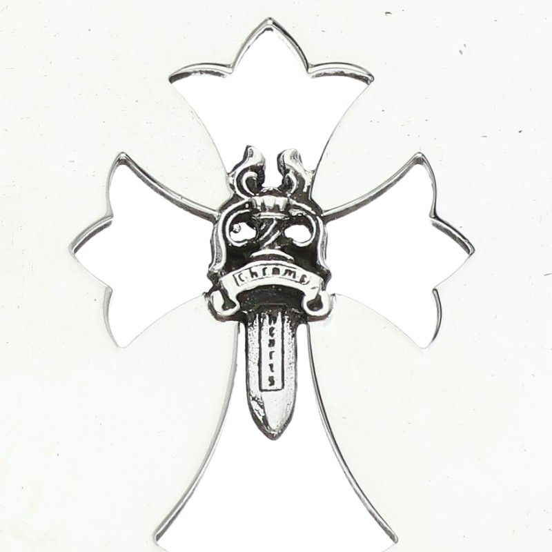 Chrome Hearts Cross Dagg Cutout Dagger Large Dog Tag Pendant — view 3