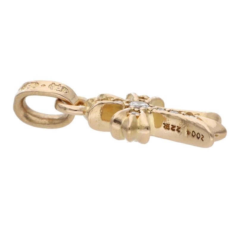 Chrome Hearts 22k Cross Baby Fat P Dmnd Pave Diamond Charm Gold Pendant — view 3