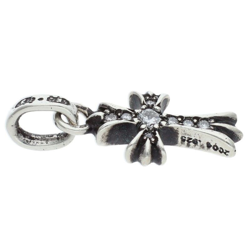 Chrome Hearts Cross Baby Fat P Dmnd Pave Diamond Charm Silver Pendant — view 5
