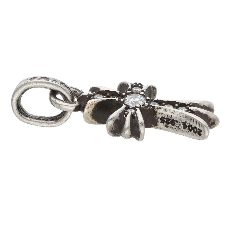 Chrome Hearts Cross Baby Fat P Dmnd Pave Diamond Charm Silver Pendant — view 3