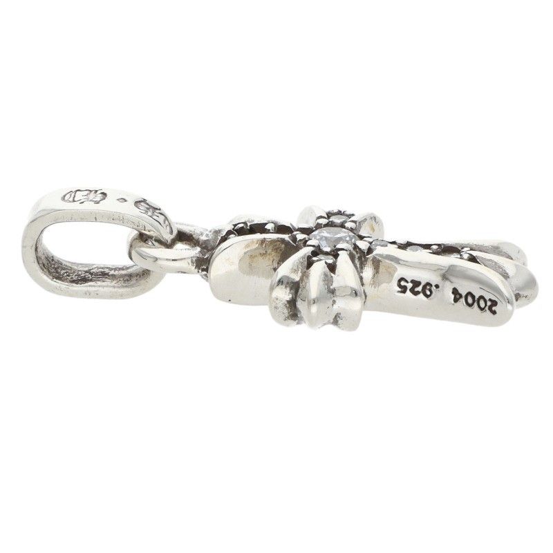 Chrome Hearts Cross Baby Fat P Dmnd Pave Diamond Charm Silver Pendant — view 3