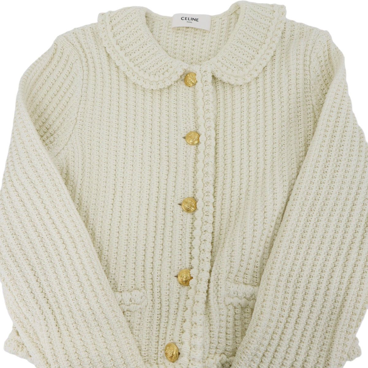 Celine Cotton Cardigan Knit Jacket White — view 7