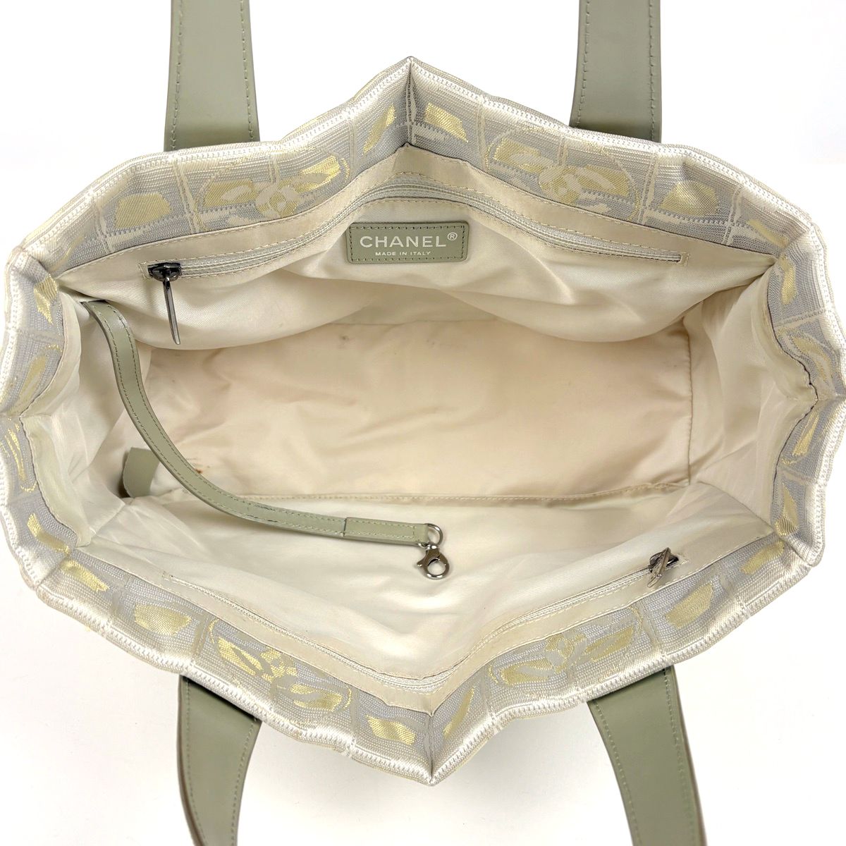 Chanel Handbag New Travel Line PM CC Logo Nylon Jacquard Gold Beige — view 8