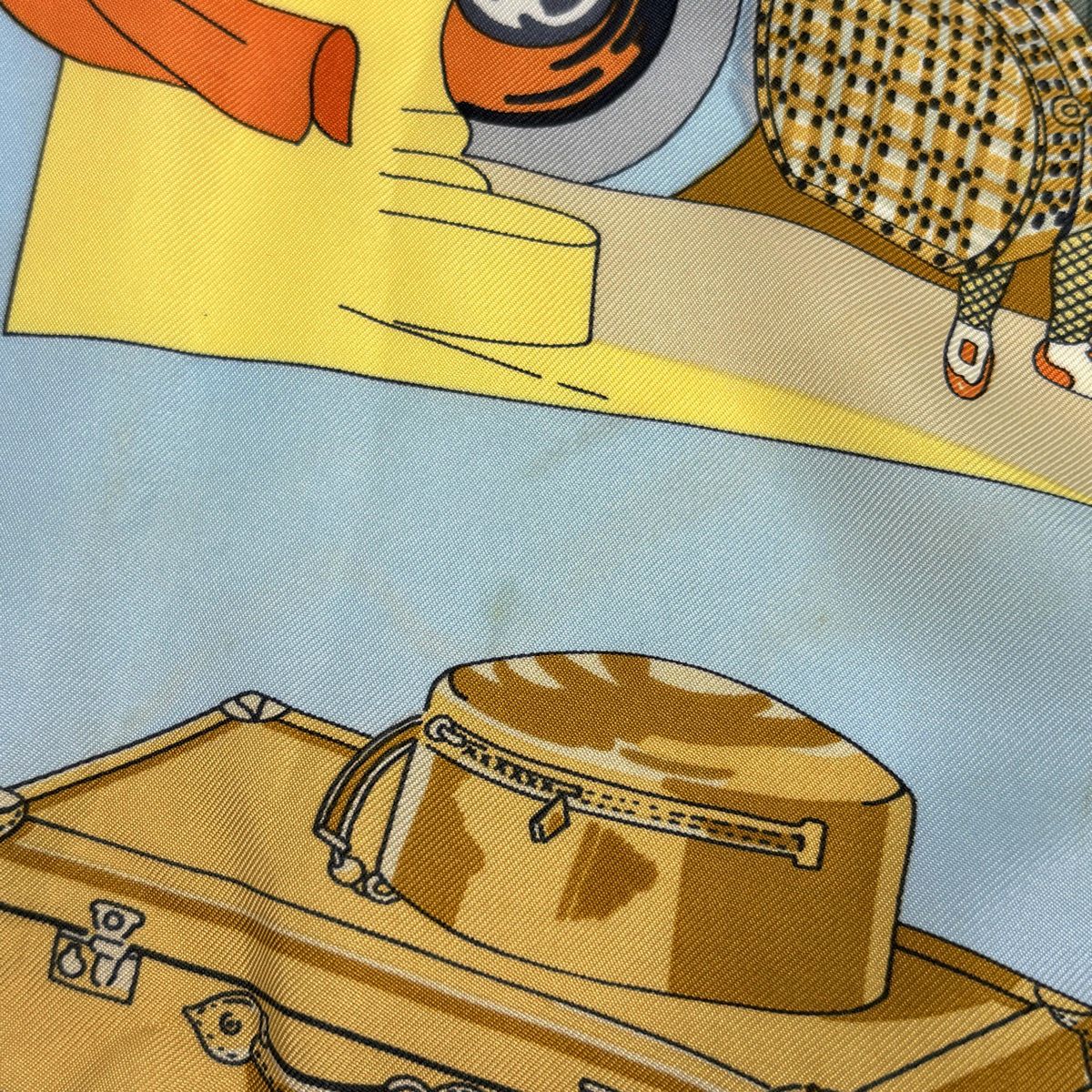 Hermes Carre 90 L Elegance Et le Confort en Automobile Scarf Silk Yellow — view 5