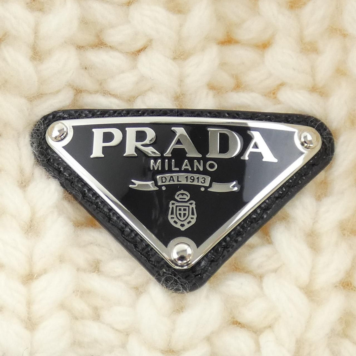 Prada Triangle Logo Knit Cap Hat — view 4