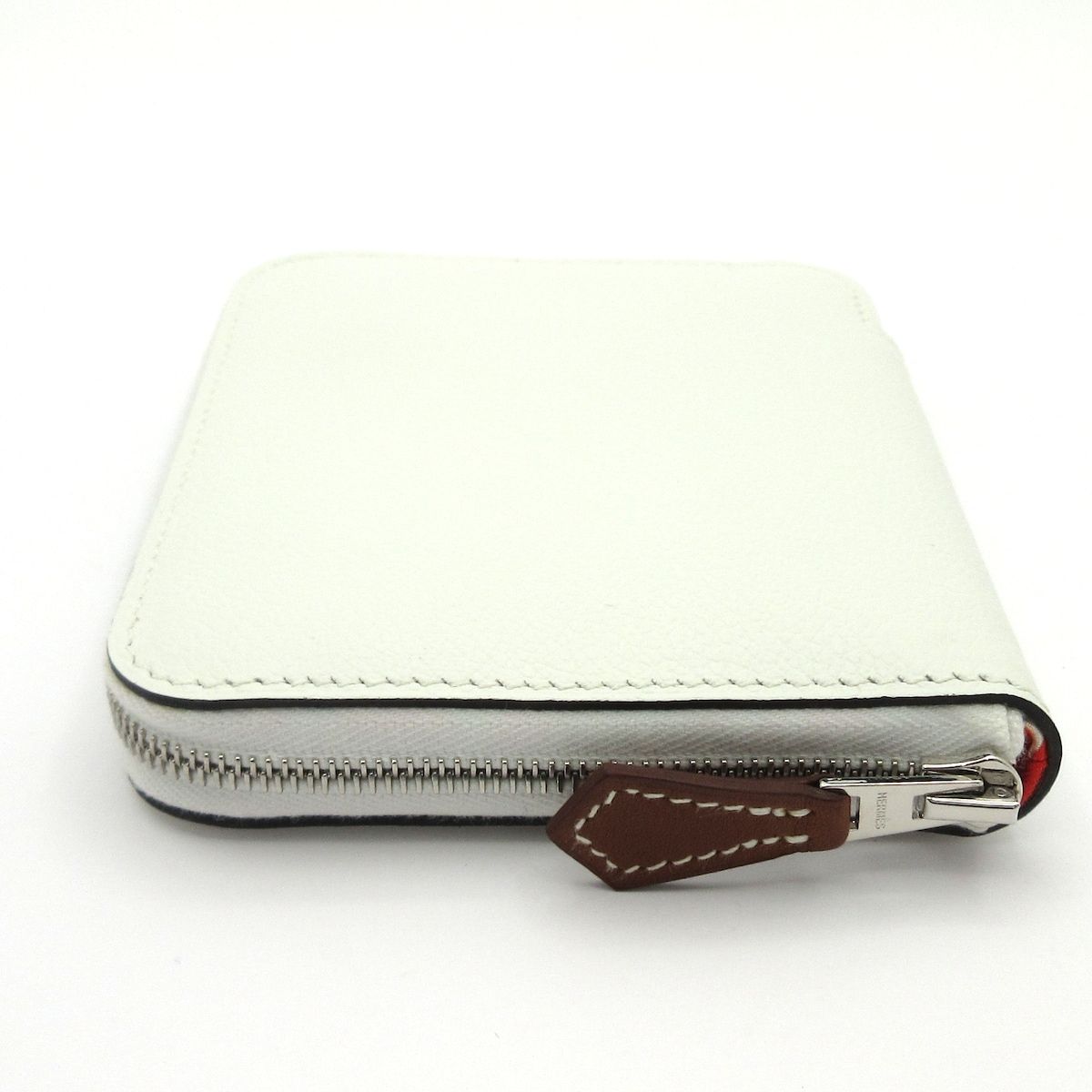 Hermes Coin Purse Azap Compact Silk'in New White Zip Around Silver — view 8