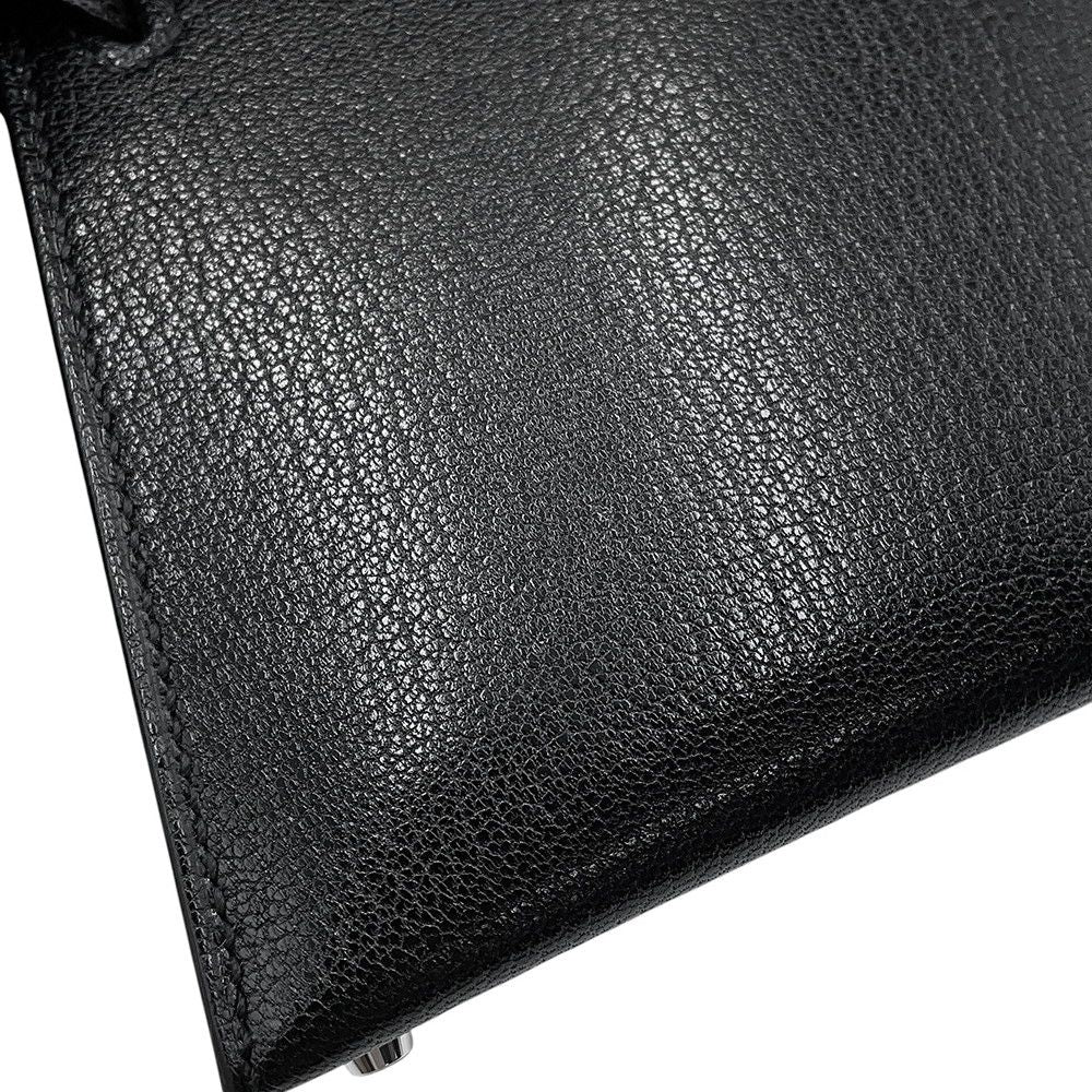 Hermes Handbag Mini Kelly 2 Sellier Black Silver Chevre Chamkila 2-Way Bag — view 8