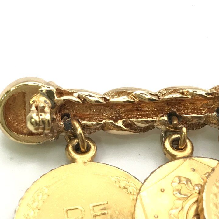 Dior Vintage Brooch Coin Charm Gold Pin — view 7