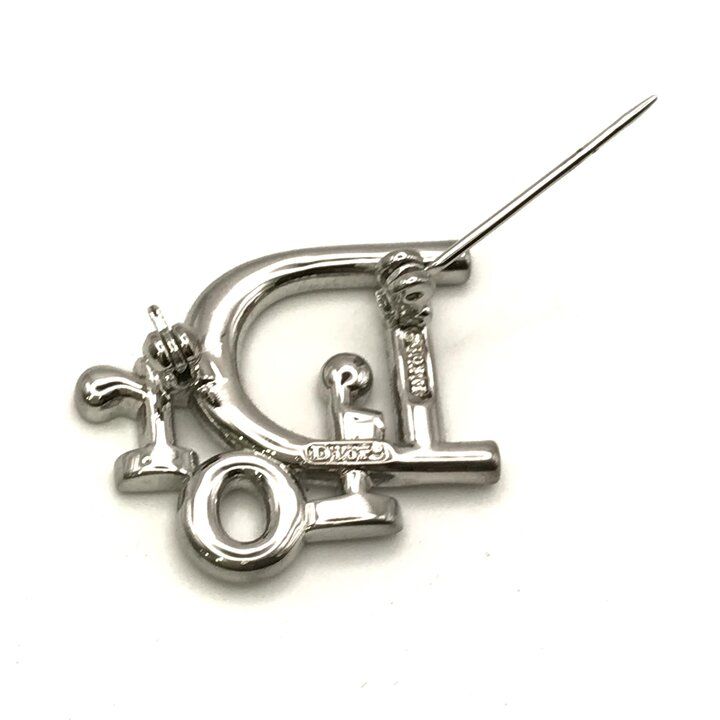 Dior Trotter Rhinestone Logo Brooch Pin Silver — view 6