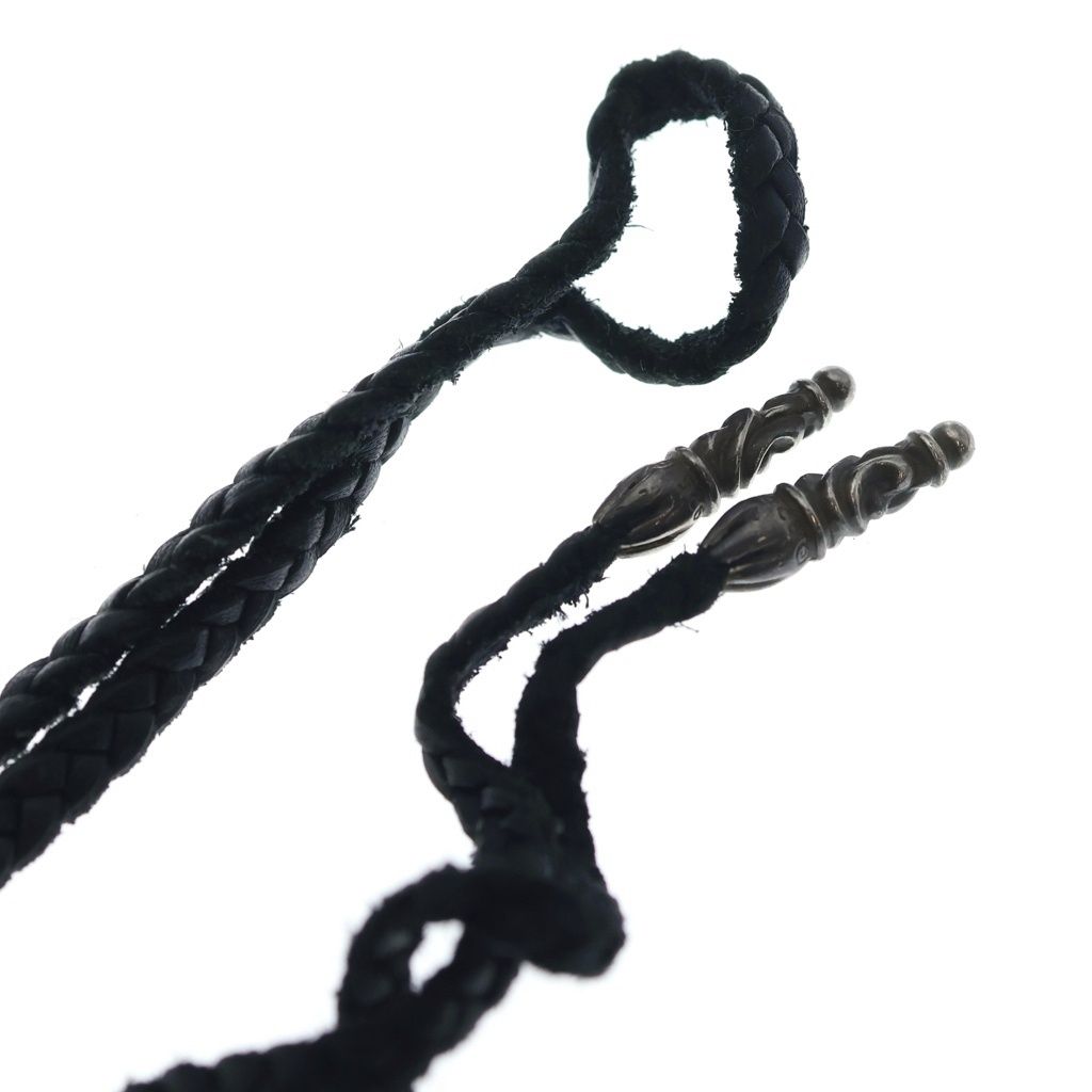 Chrome Hearts Leather Braid Scroll Necklace Black Silver — view 6