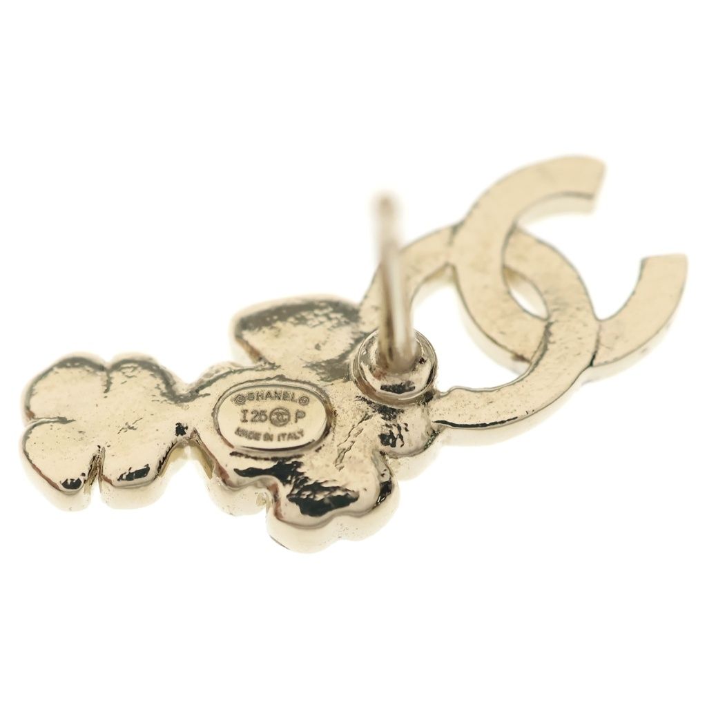 Chanel CC Logo Camellia Earrings Metal Gold Black White Rhinestone — view 6