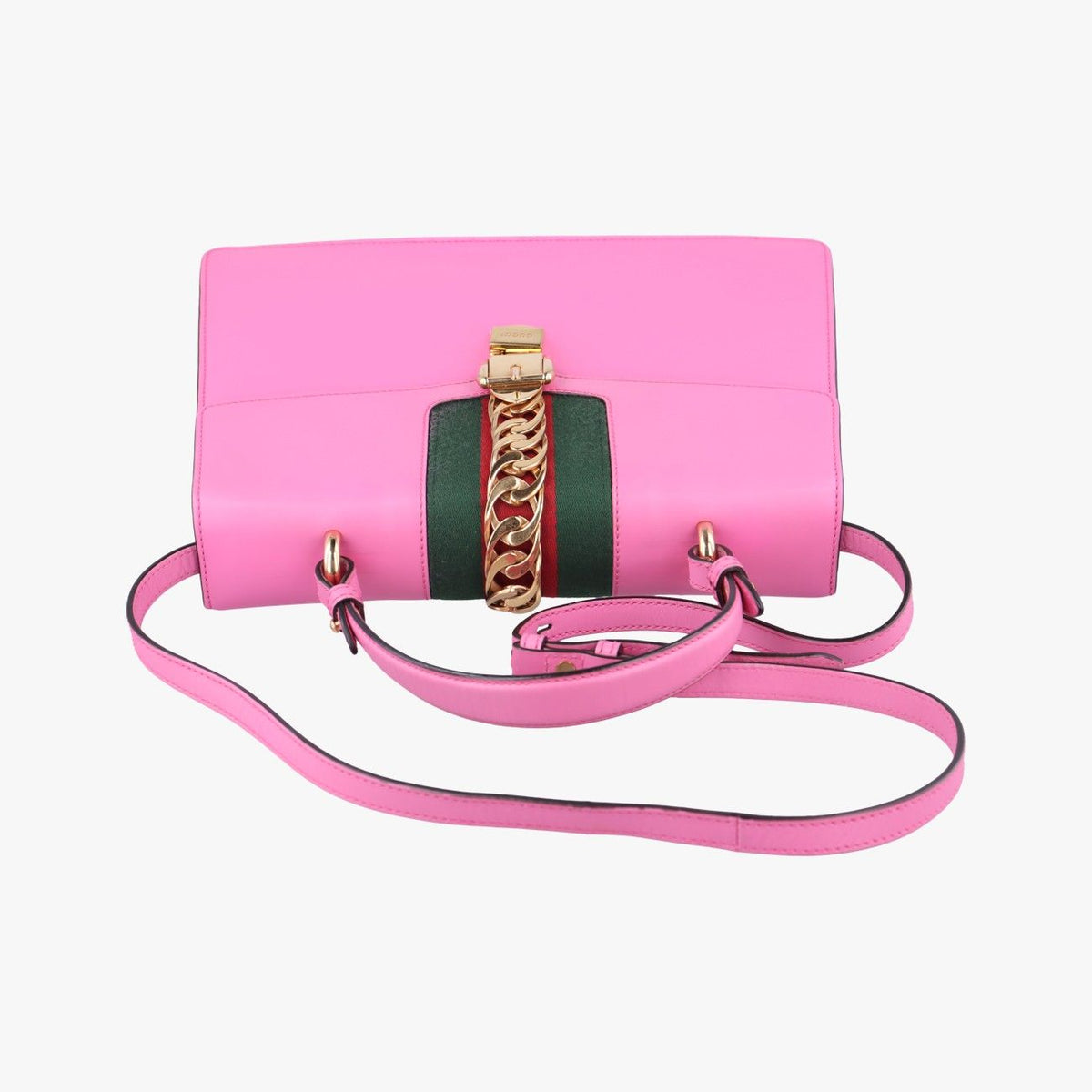 Gucci Sylvie Rose Red Leather Shoulder Bag — view 8