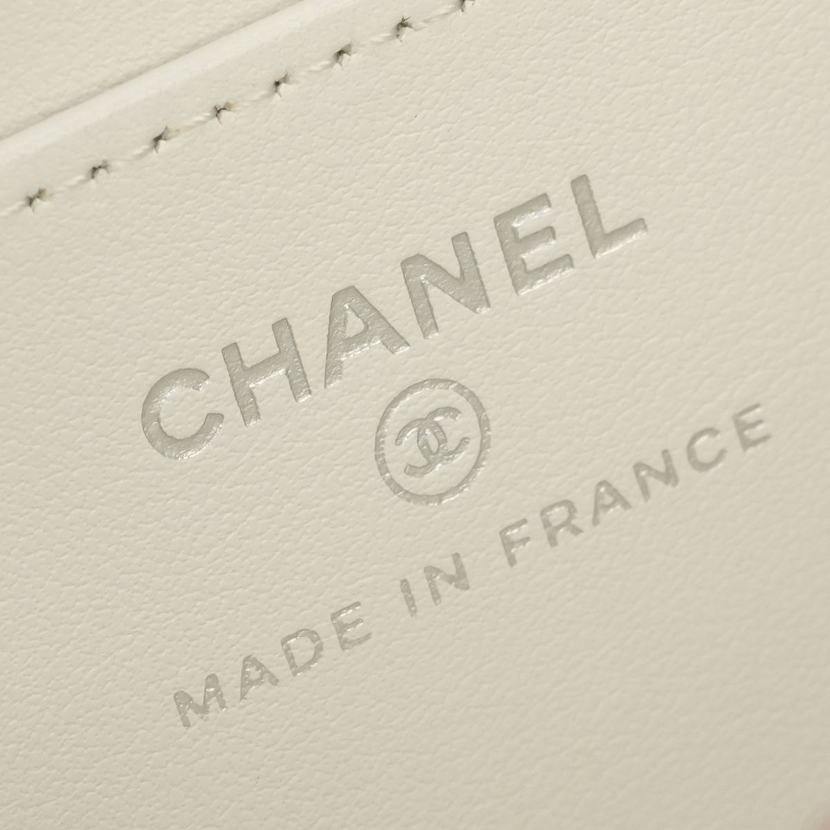Chanel Quilted Shoulder Bag Caviar Leather White Silver CC Logo — view 8
