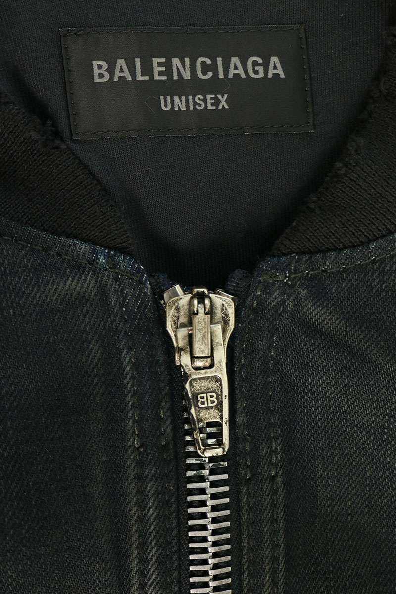 Balenciaga Distressed Denim Bomber Jacket — view 3
