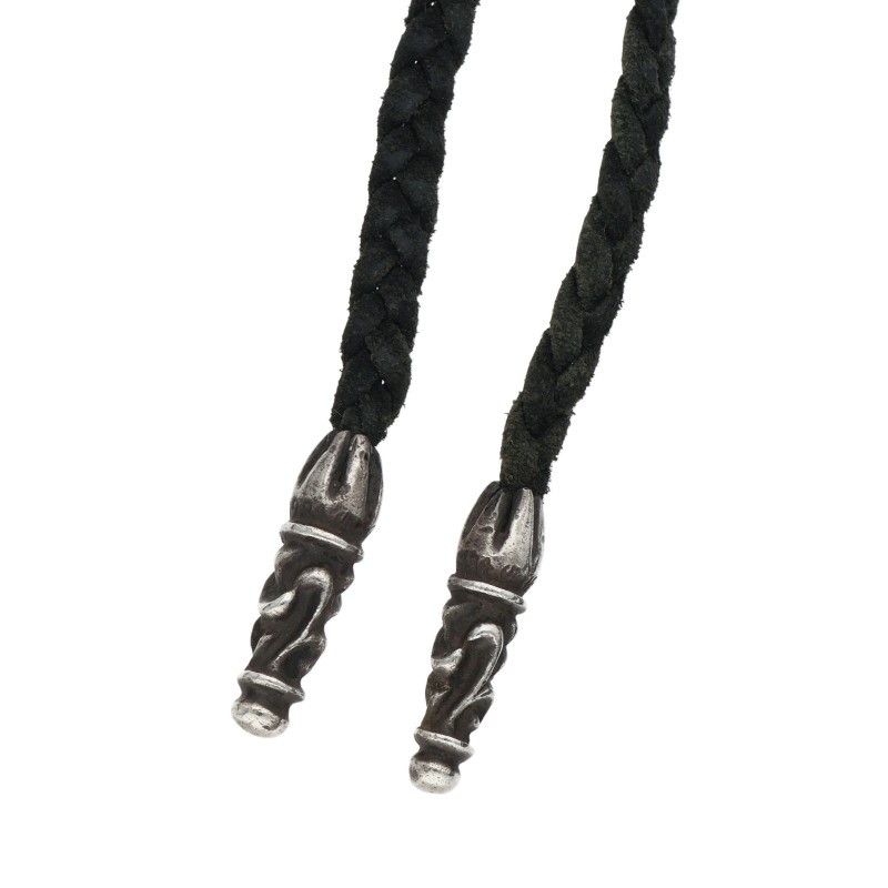 Chrome Hearts Leather Braid Scroll Blade Silver Necklace — view 3