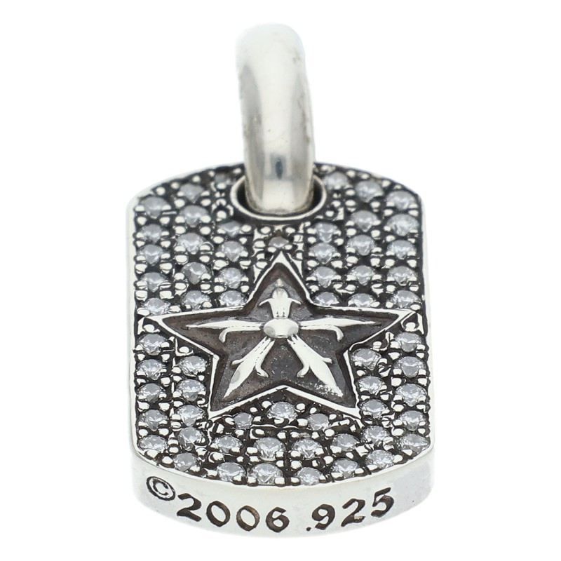 Chrome Hearts D T Tny Star P D Tiny Dog Tag Pave Diamond Silver Pendant — view 5