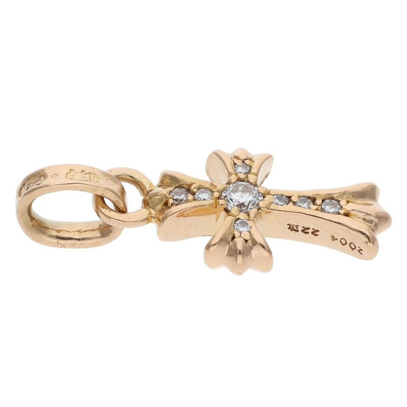 Chrome Hearts 22k Cross Baby Fat P Dmnd Babyfat Pave Diamond Gold Pendant — view 5